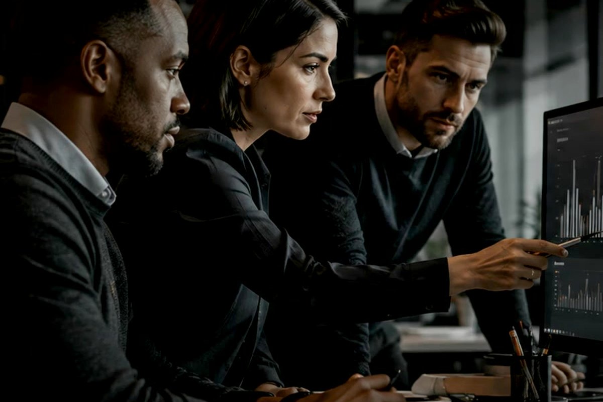 Equipe da Ascend analisando indicadores em um painel
